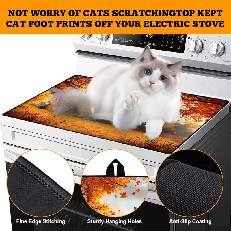 AOHMPT Multi-Design Stove Top Cover for Glass/Electric Stoves - 3-in-1 Heat-Resistant Protector Mat, Non-Slip Drying Rack 28"x20" - Image 4